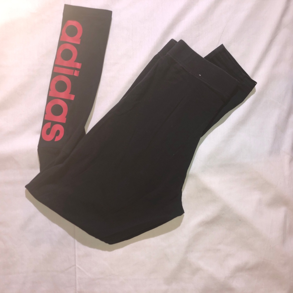 Adidas Women’s Black Skinny Logo Pants Size S. Leggings Runner workout athletic